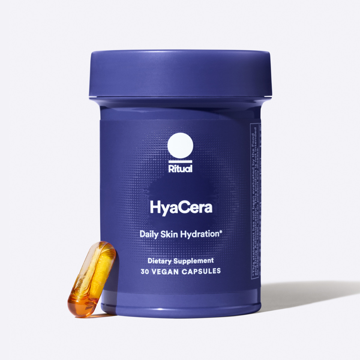 A bottle of Ritual HyaCera capsules. 