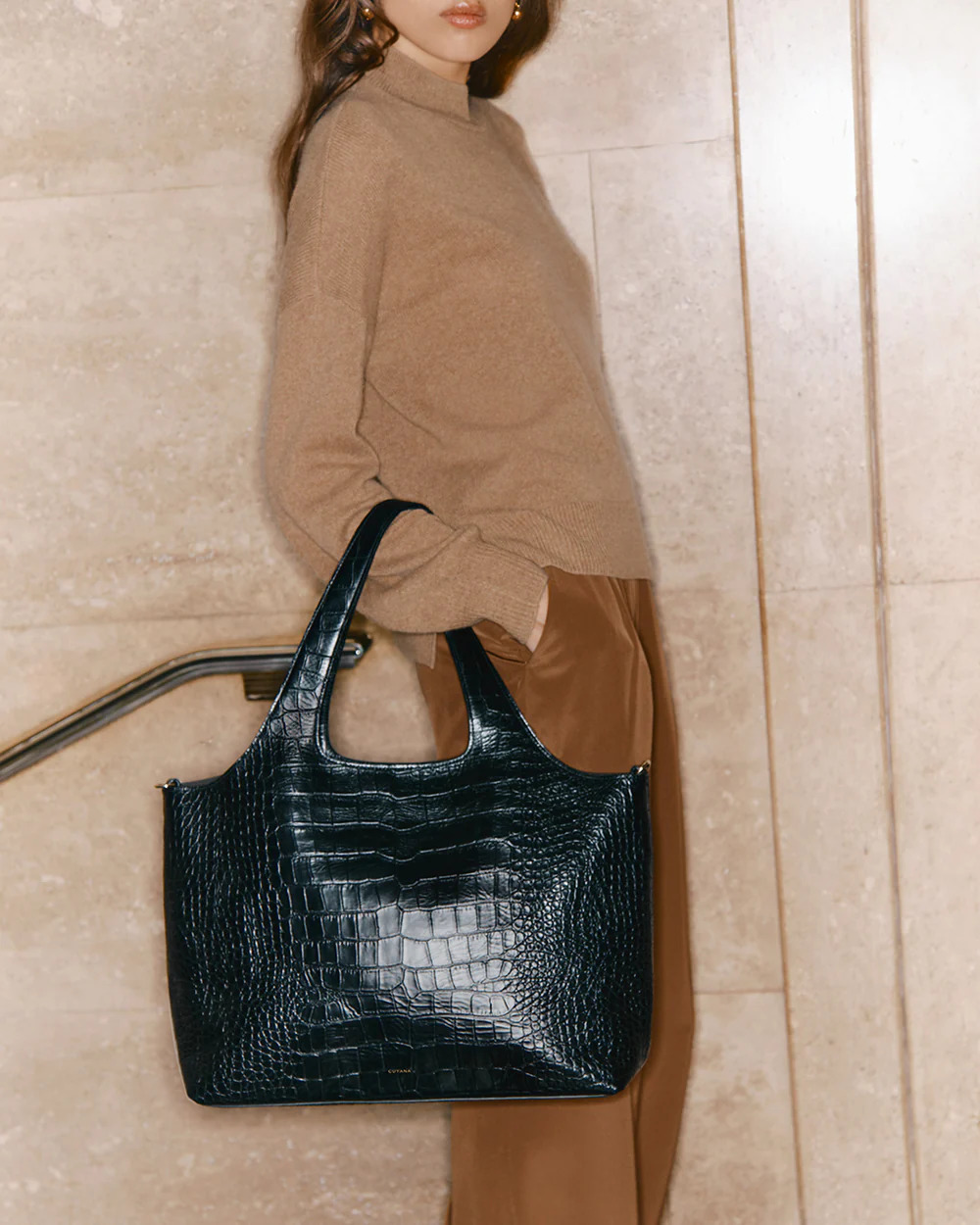 Cuyana Customizable Bag on a model