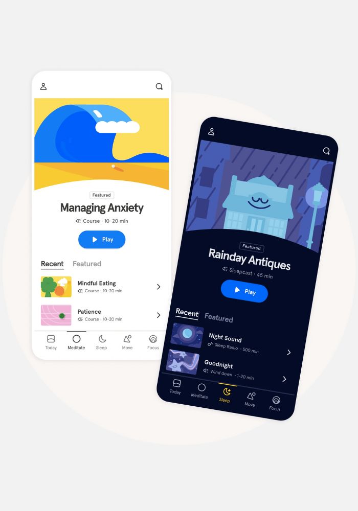 Phones showing the Headspace App