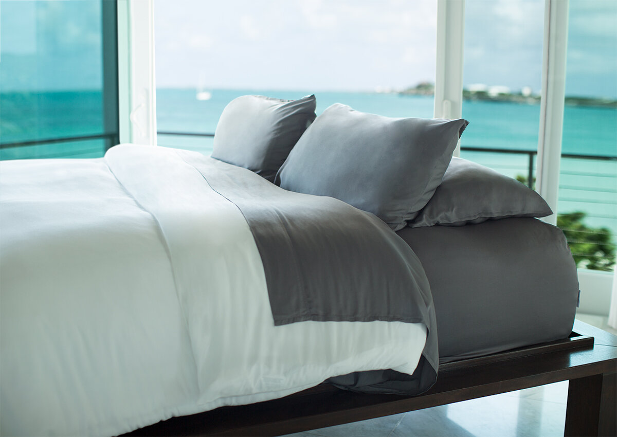 Cariloha Resort Bamboo Bed Sheet Set - Blue Lagoon - Queen