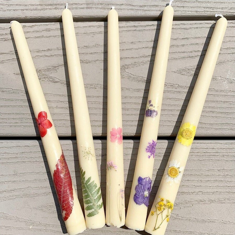 Pure Beeswax Spiral Twist Taper Candles Organic - 8 Tall, Hand