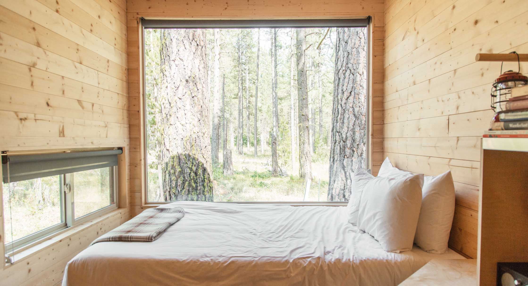 A view from inside a Getaway Tiny Cabin