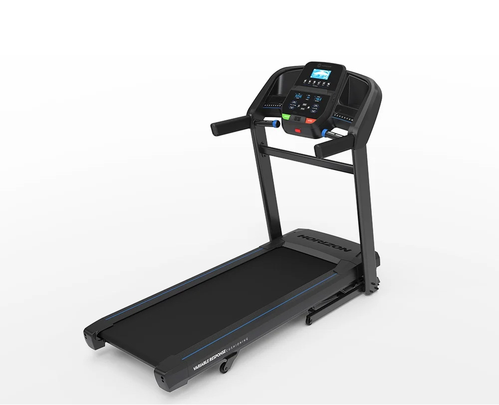A Horizon foldable treadmill. 