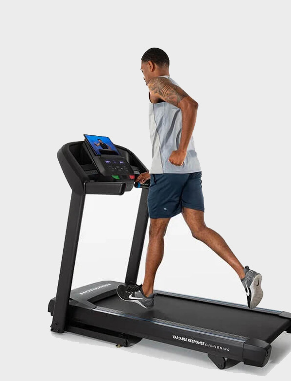 A model running on a Horizon treadmill. 