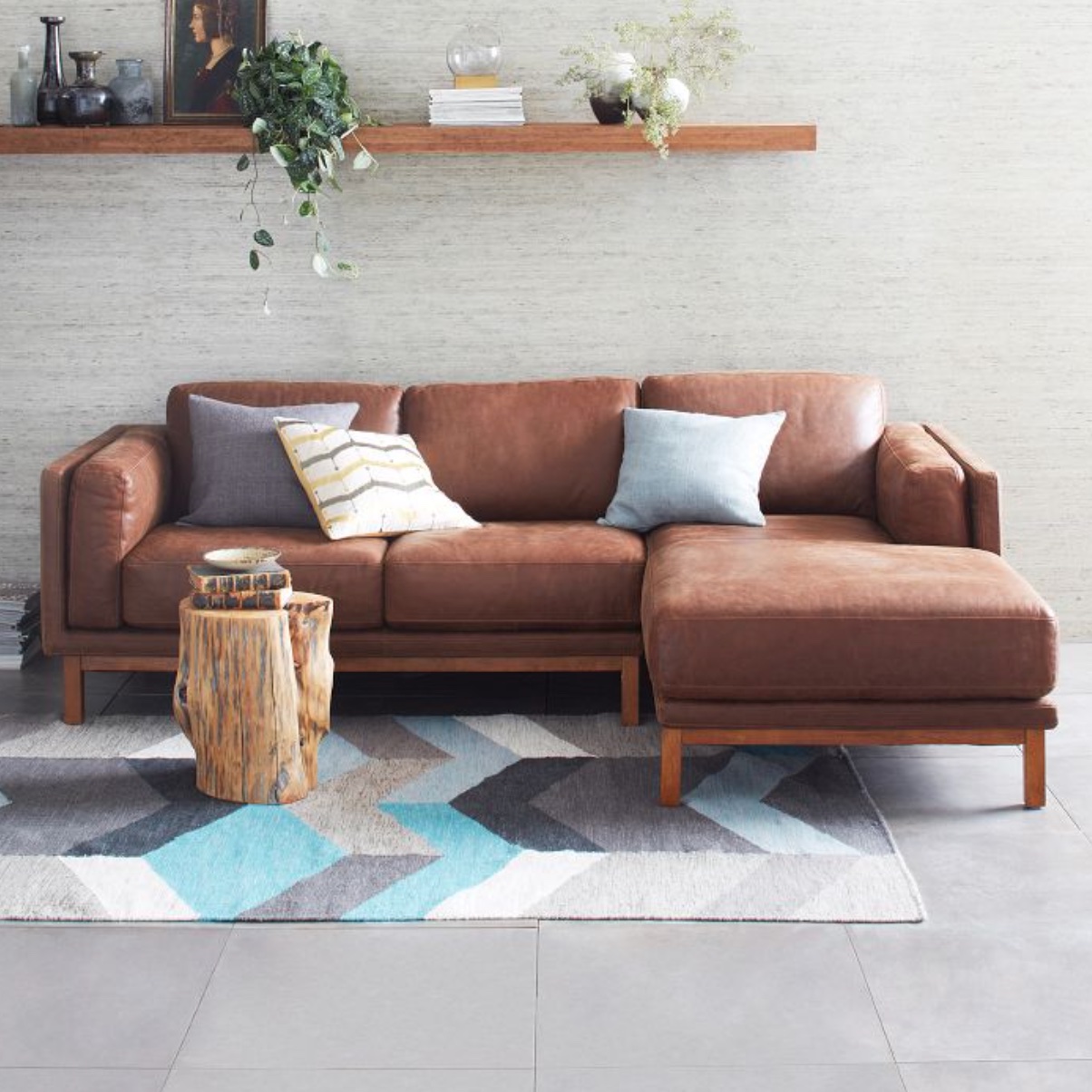 A West Elm Couch in a styled living room.