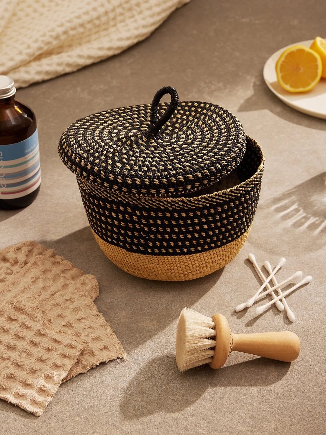 Storage Basket Mini Rattan Organiser / Small Woven Storage Box