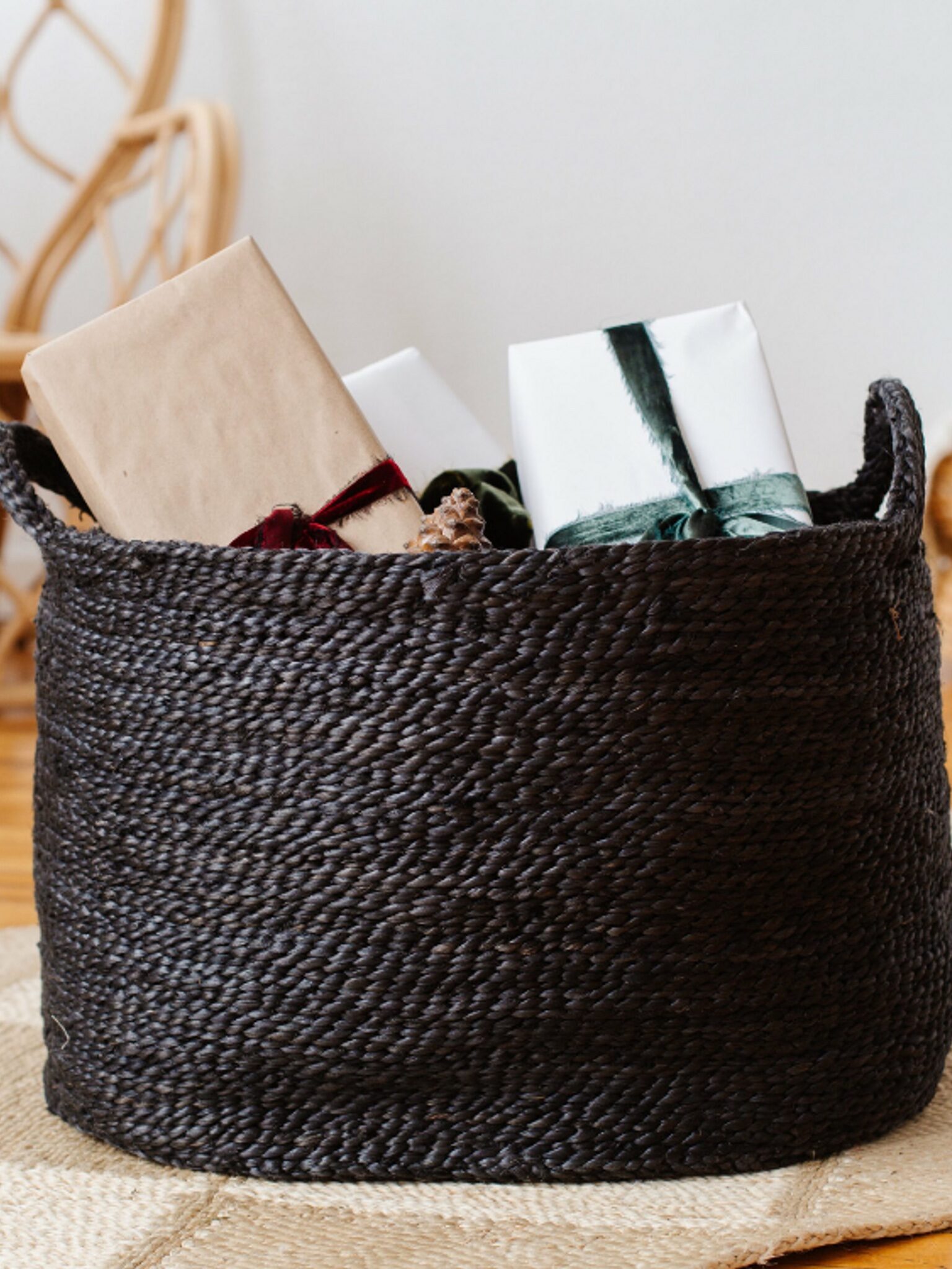 Basket in White, Shopping Basket, Upcycled Plastic Storage Basket