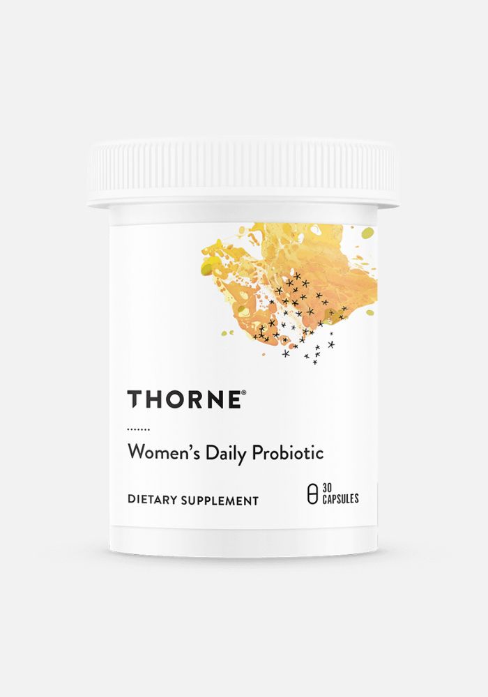 A bottle of Thorne probiotics. 