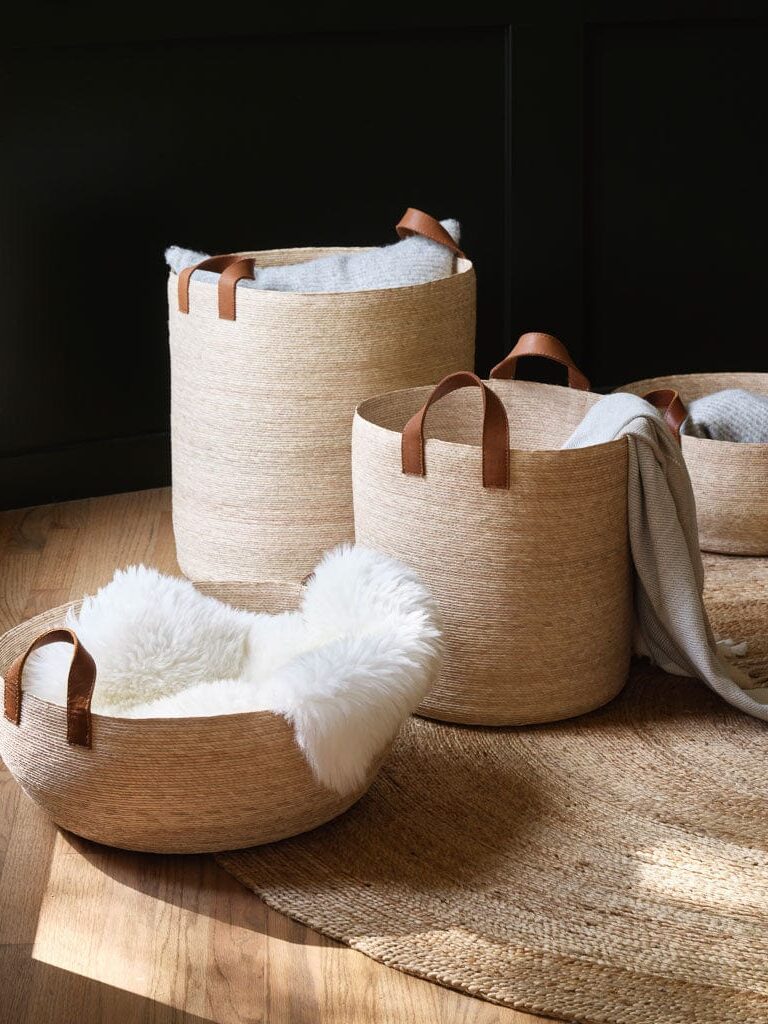 Nesting Palm Leaf Natural Storage Basket