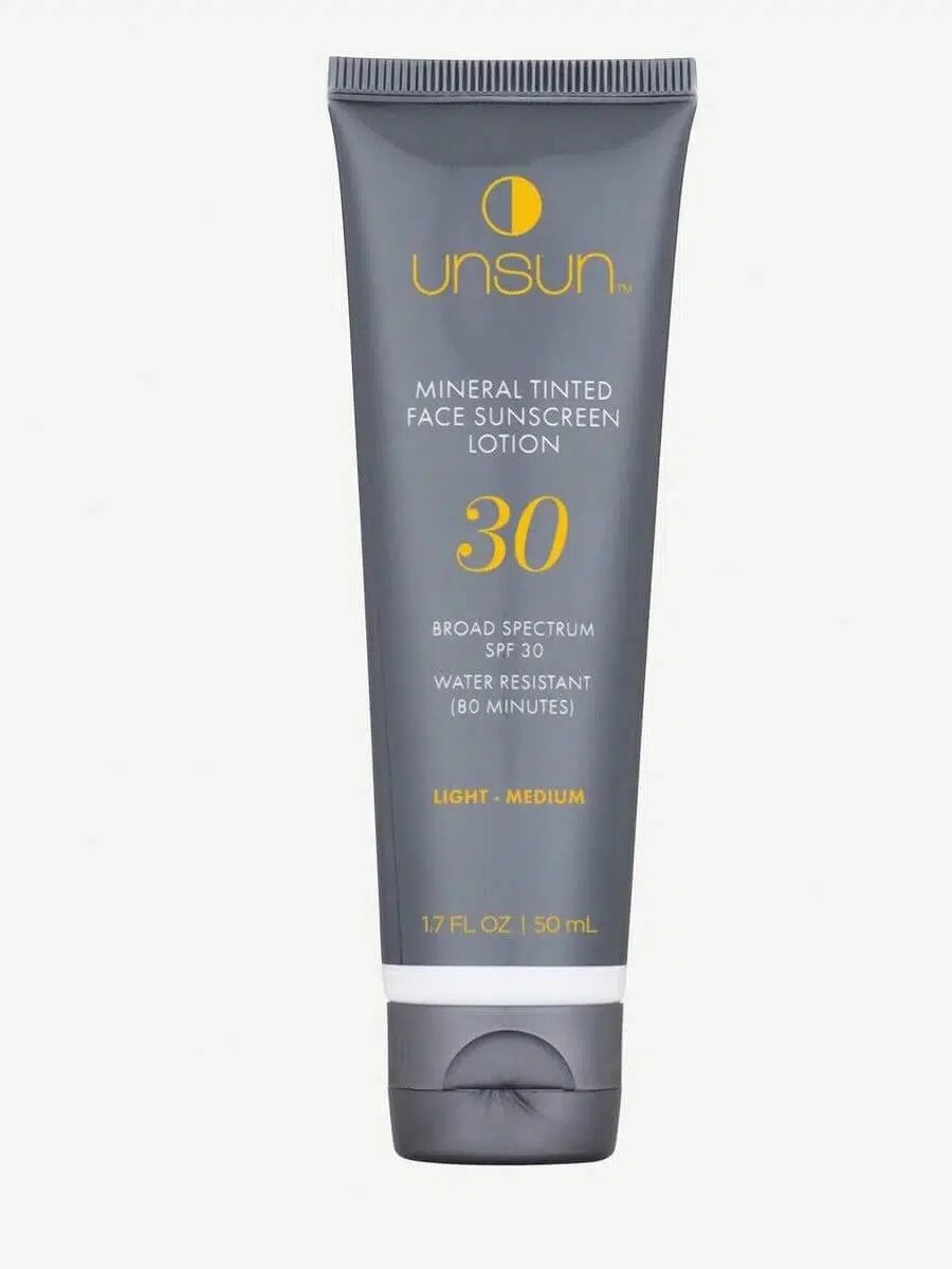 Unsun sunscreen sits against a light gray background