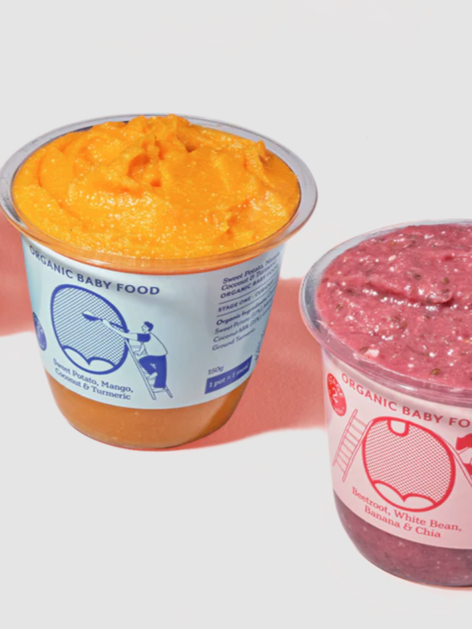Two Omami baby food pots.
