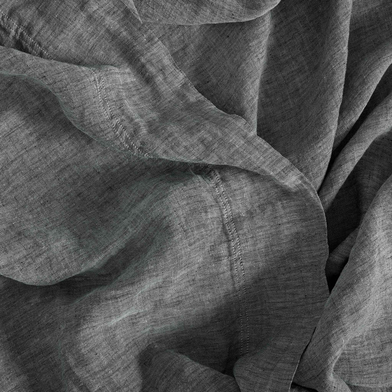 Gray linen sheets.