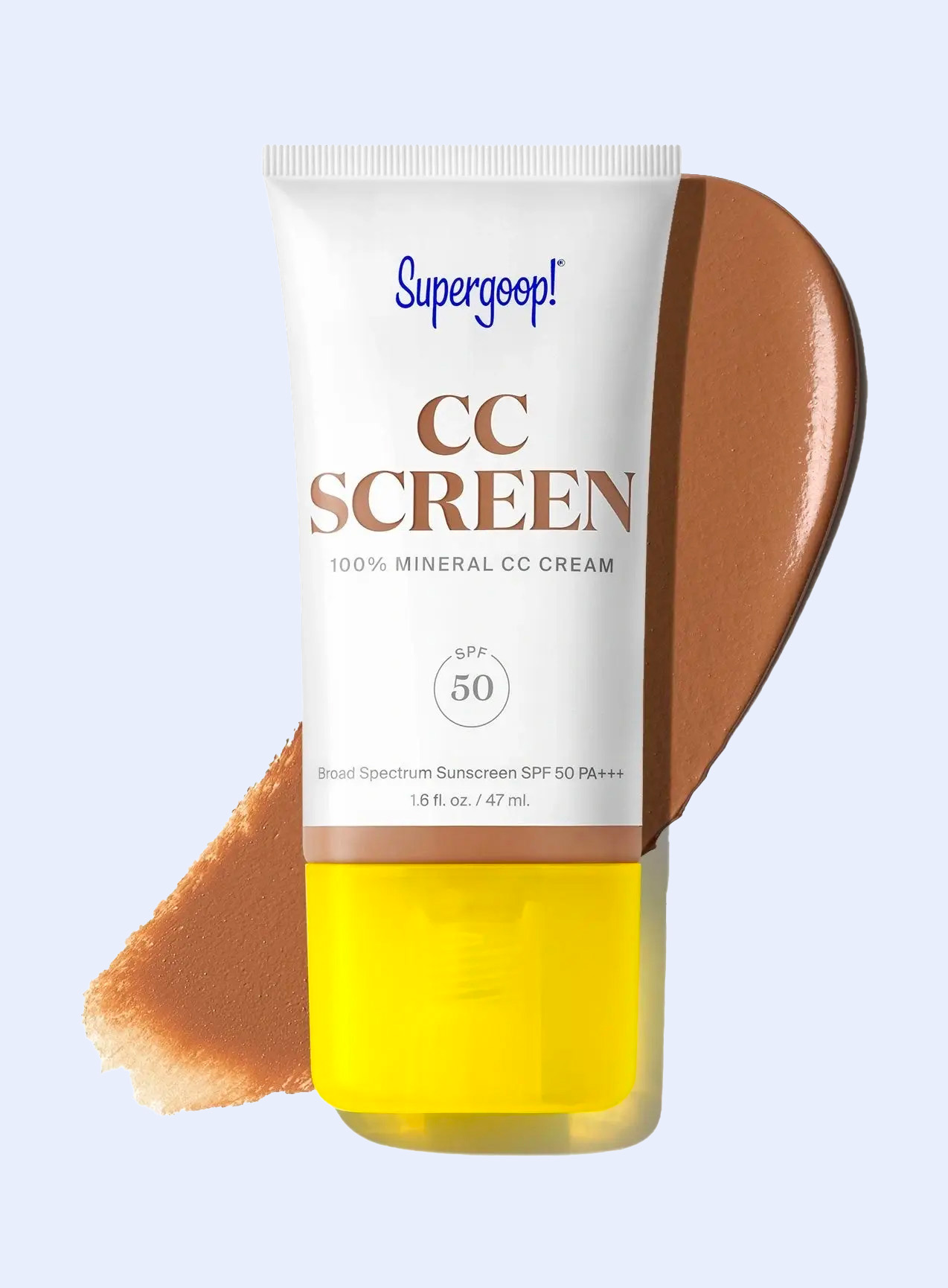 A shot of the CC cream on top of a sample of the product itself.