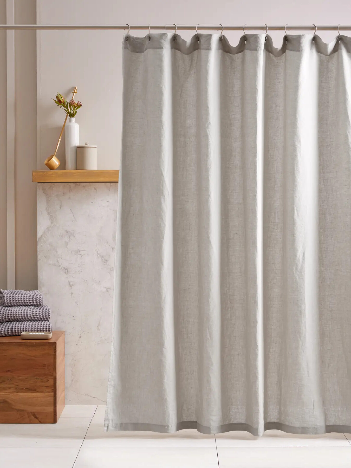 Neutral Shower Curtains Waves With Linen Texture Shower -  in 2023