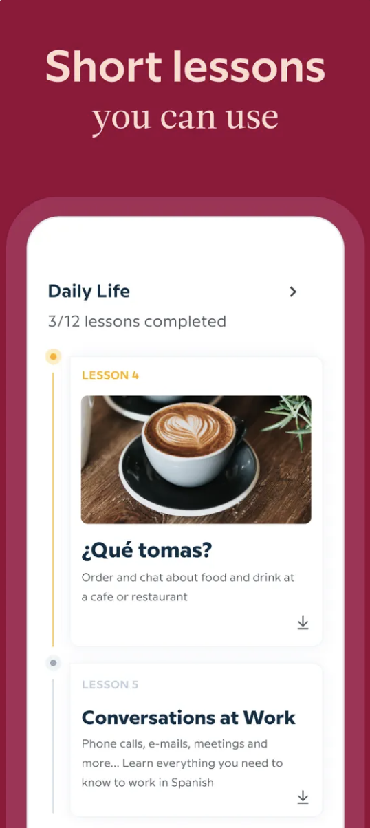 Screenshot of the Babbel app.