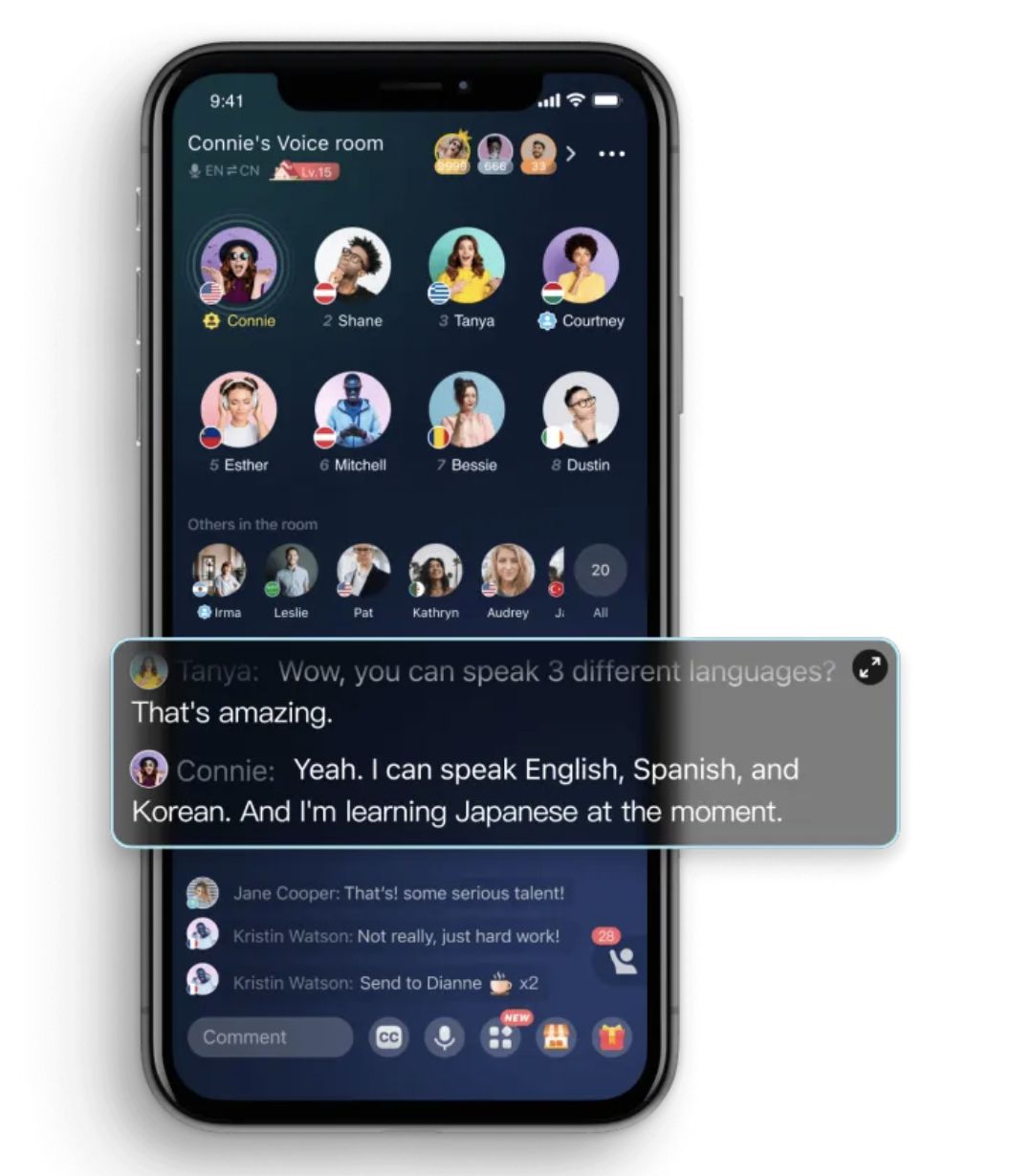Screenshot of the HelloTalk app.