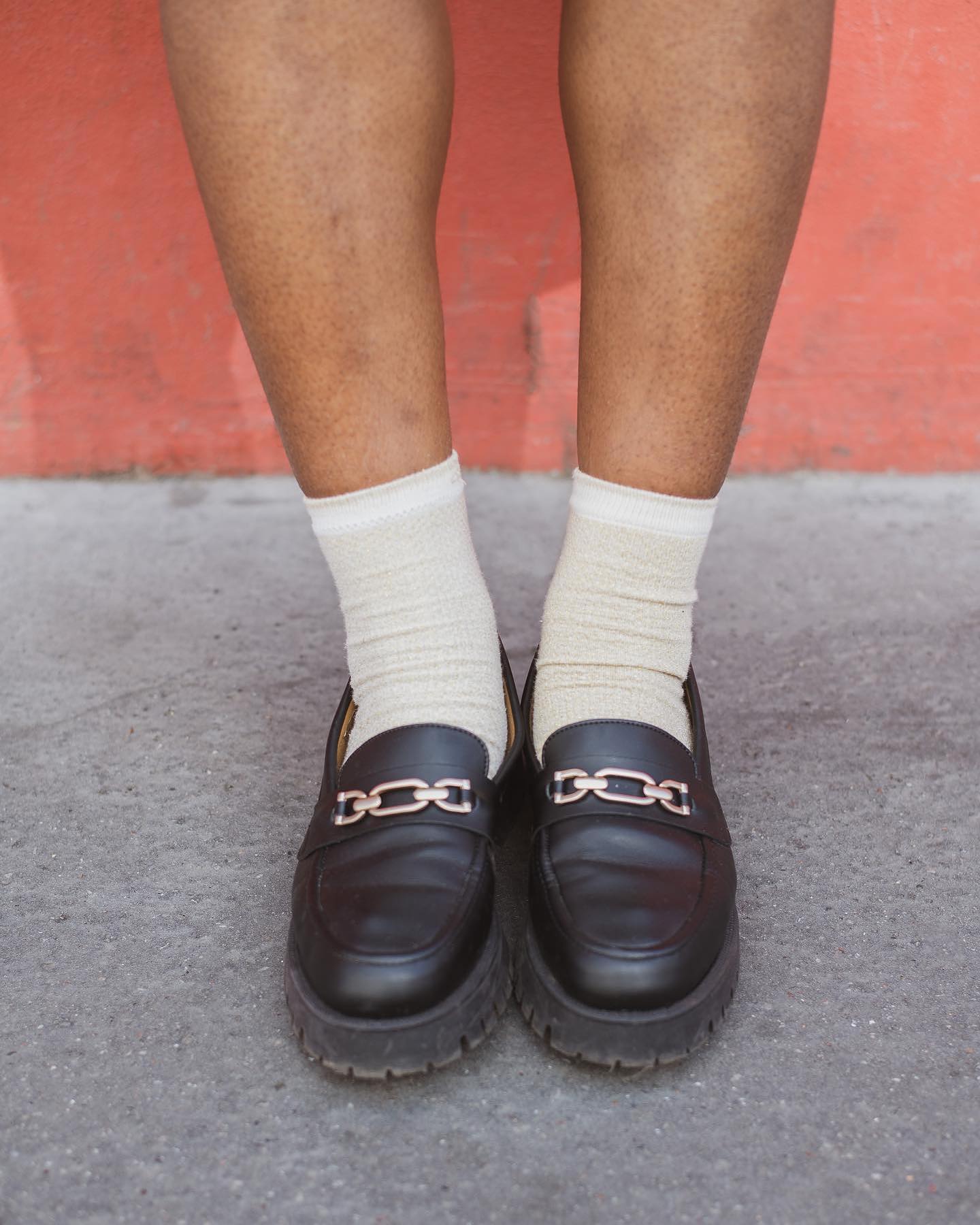 A model wearing Will's Vegan Store sustainable loafers.