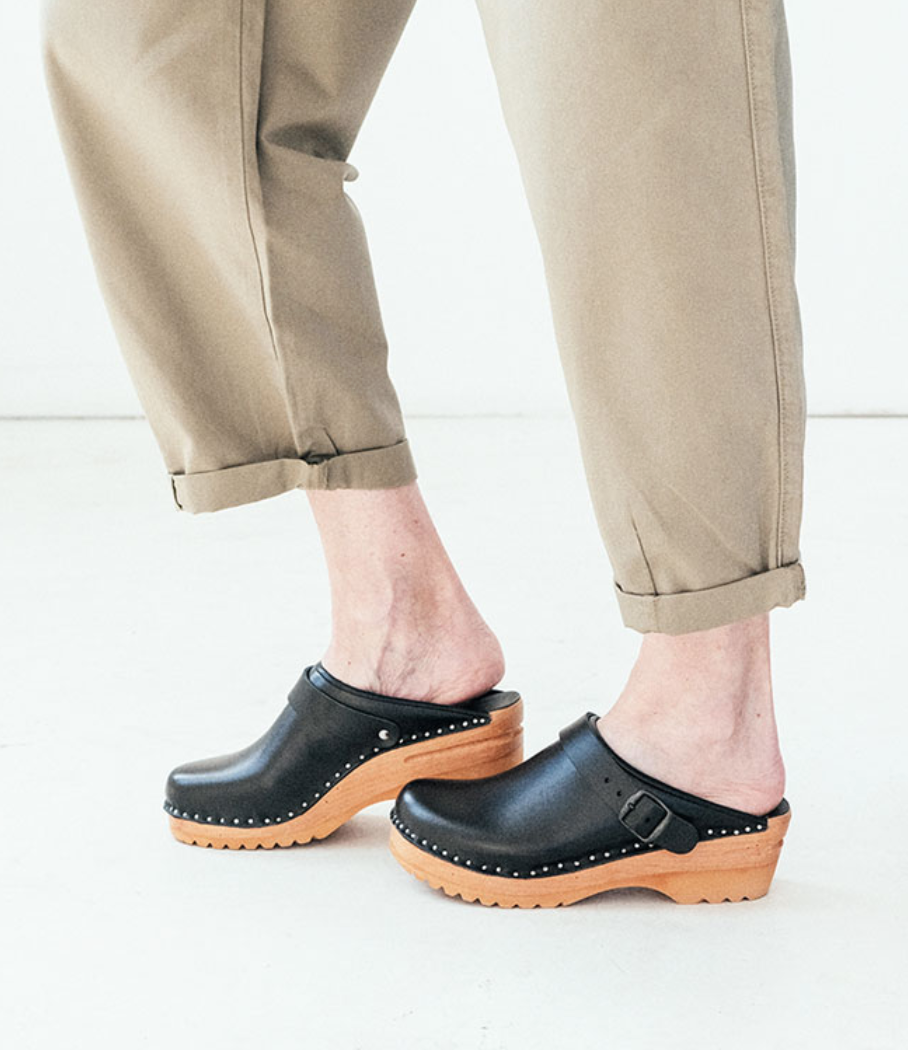 A model in Troentorp sustainable clogs.
