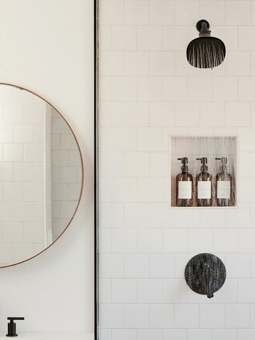 A shower with a Canopy filtered showerhead.