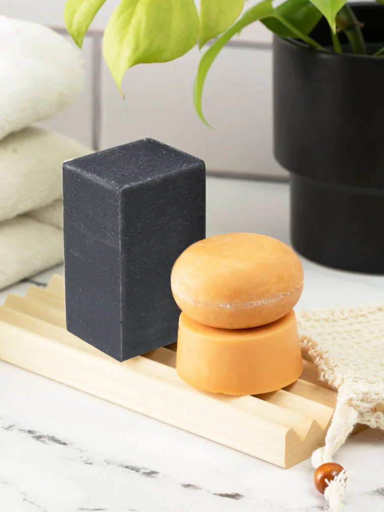 Black and orange soap products by Brightly.