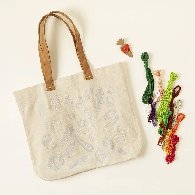 The veggie embroidered tote bag from Uncommon Goods.