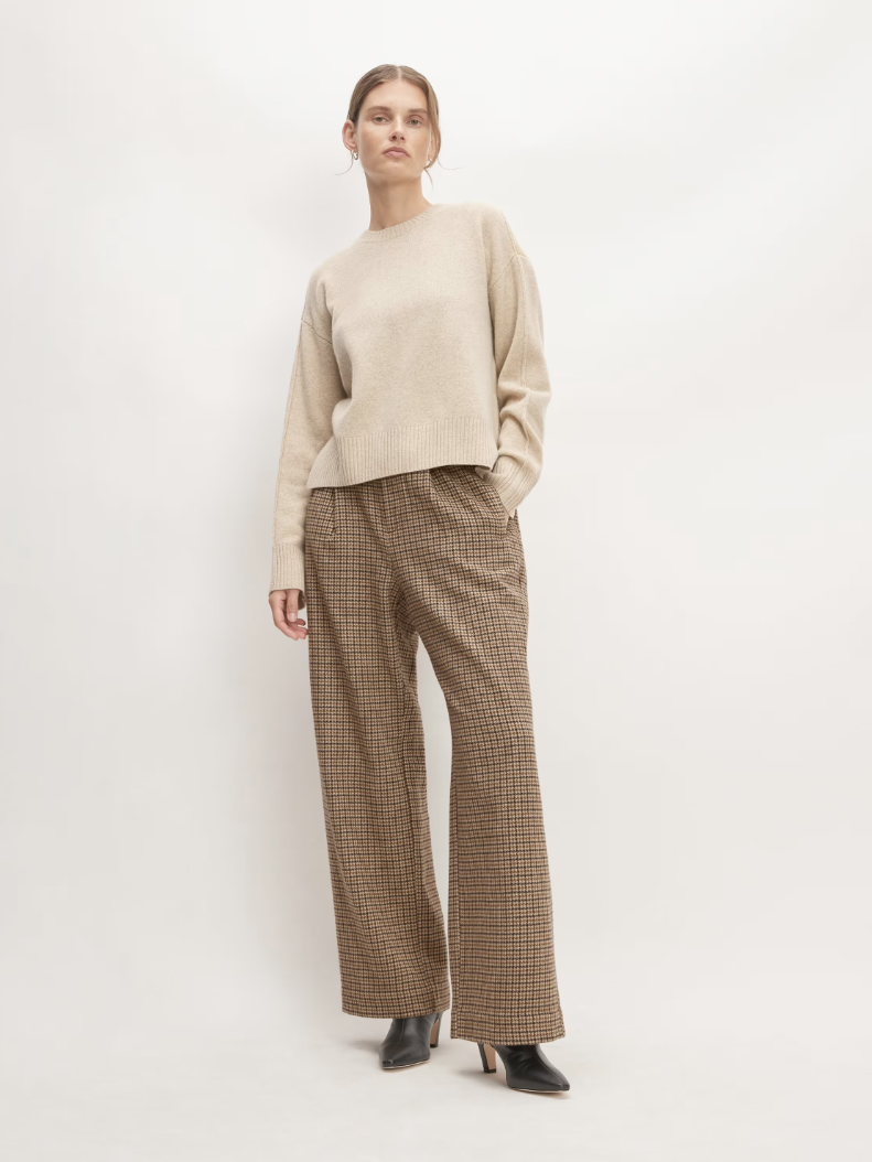 A model in trousers from Everlane