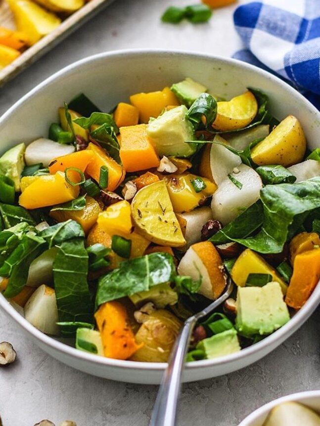 Bowl of cooked vegetables made from a Hungry Harvest produce box.