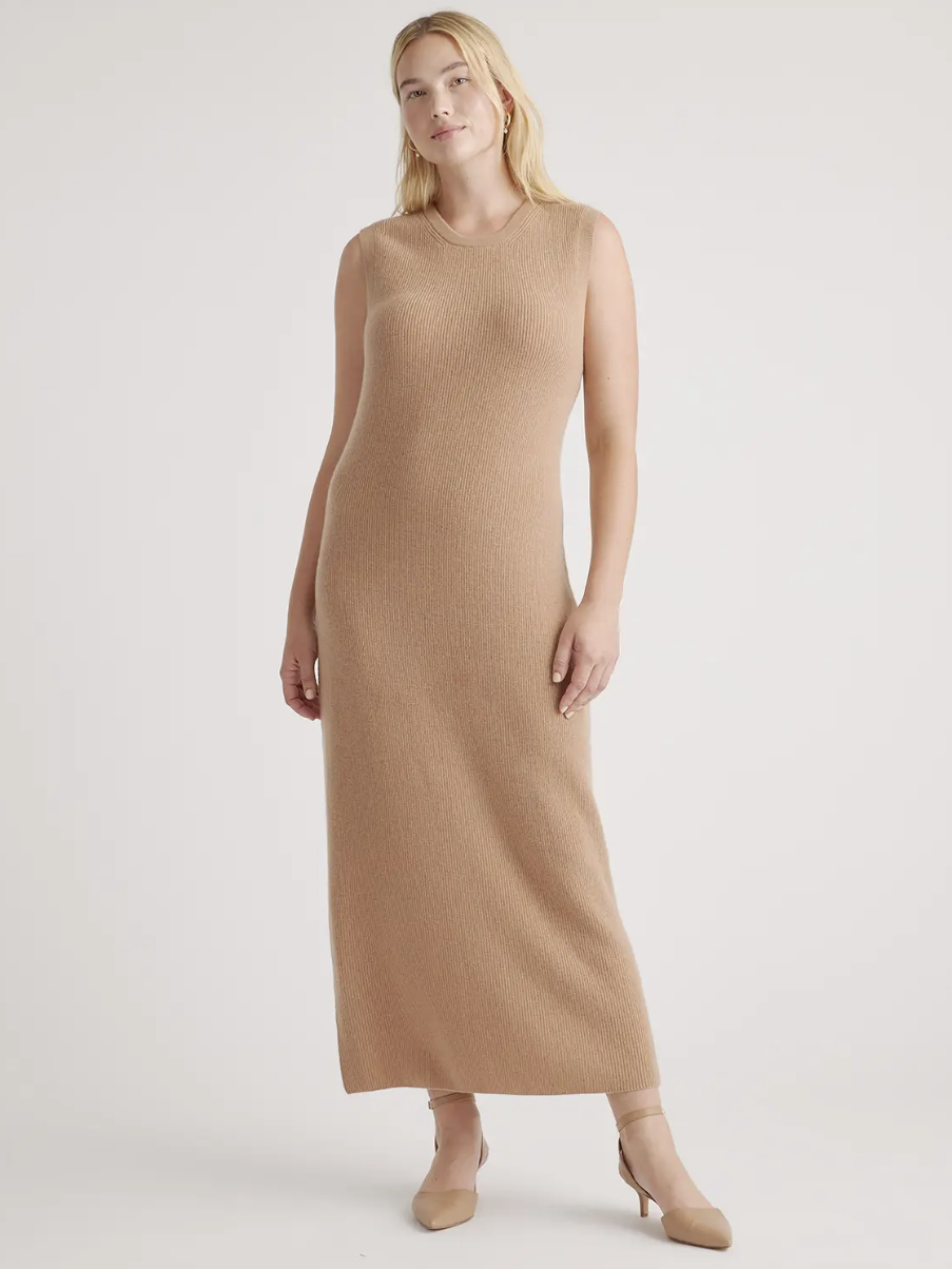 A model in a long dress from Everlane