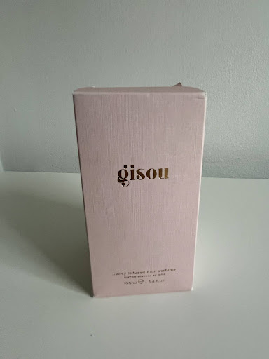The packaging for the Gisou hair perfume.