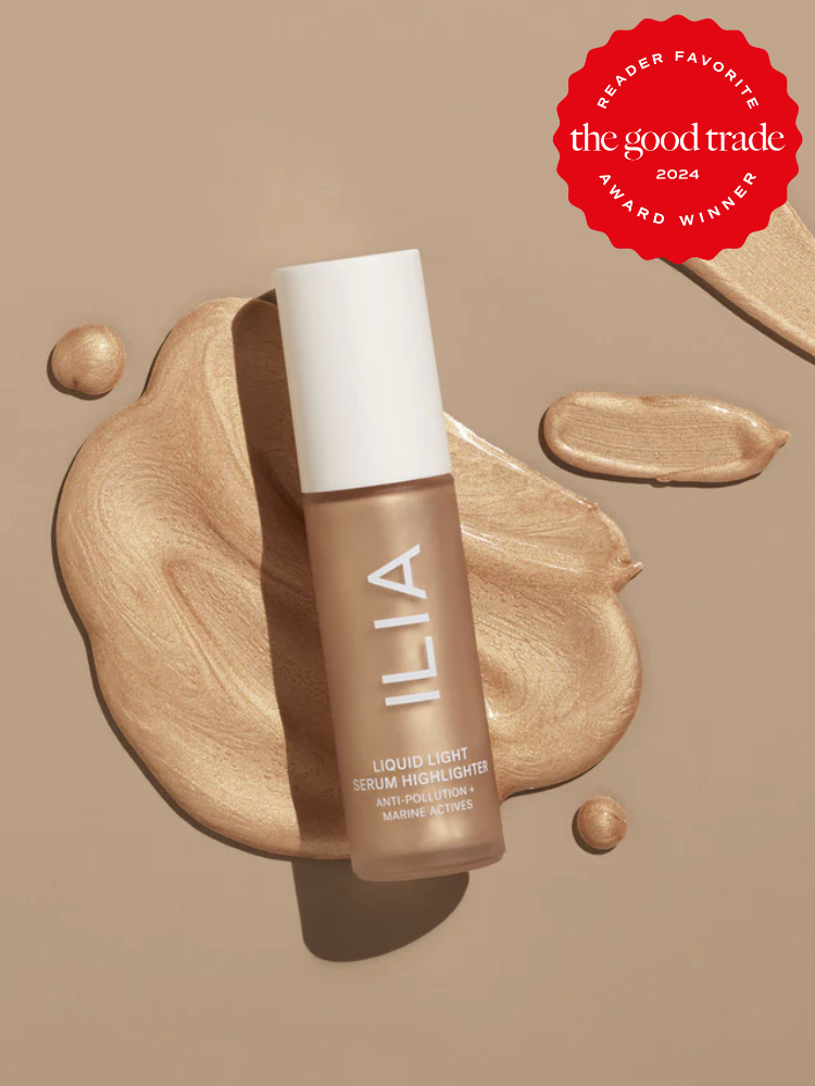 A bottle of ILIA Liquid Light Serum Highlighter. The TGT 2024 Award Winner Badge is on the right corner of the image.