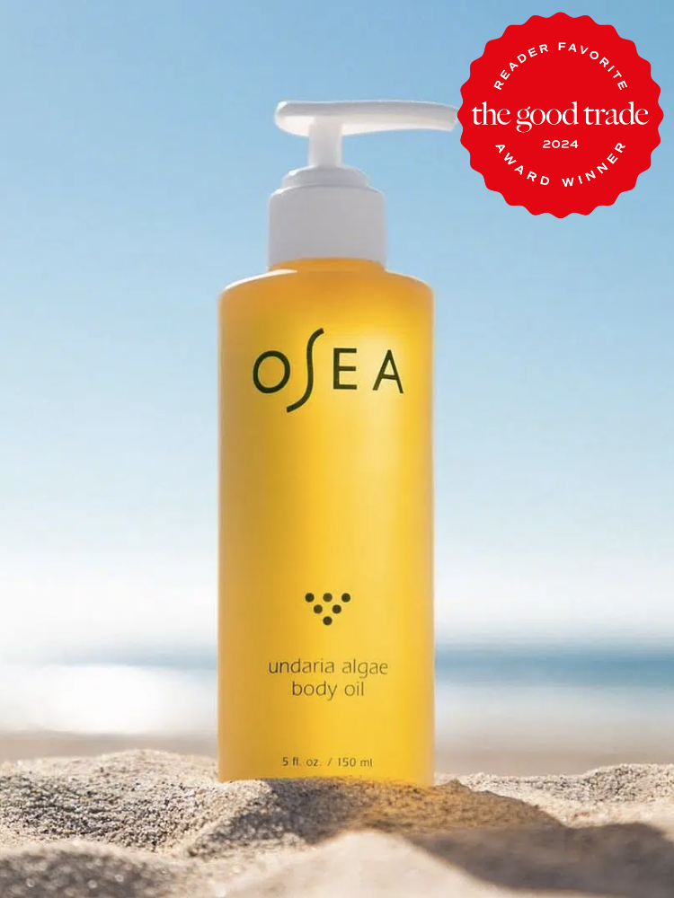 A bottle of OSEA body oil. The TGT 2024 Award Winner Badge is on the right corner of the image.