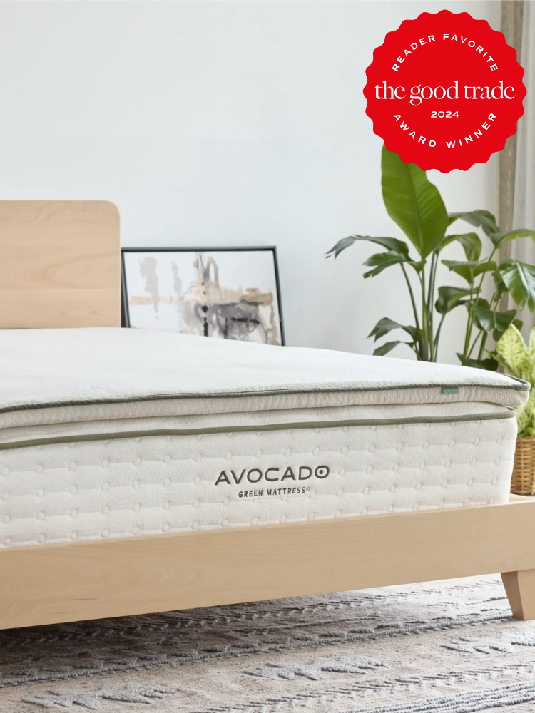 An Avocado organic mattress topper. The TGT 2024 Award Winner Badge is on the right corner of the image. 