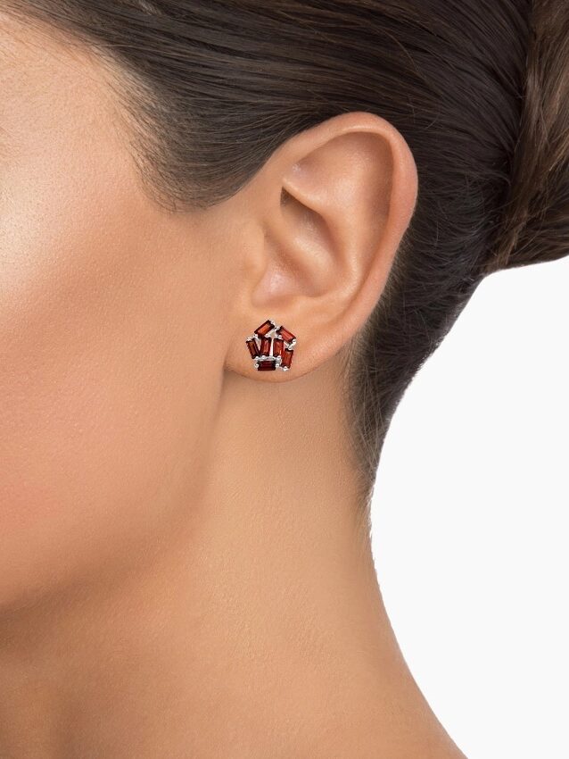 A cluster garnet stud earring from Brilliant Earth. 