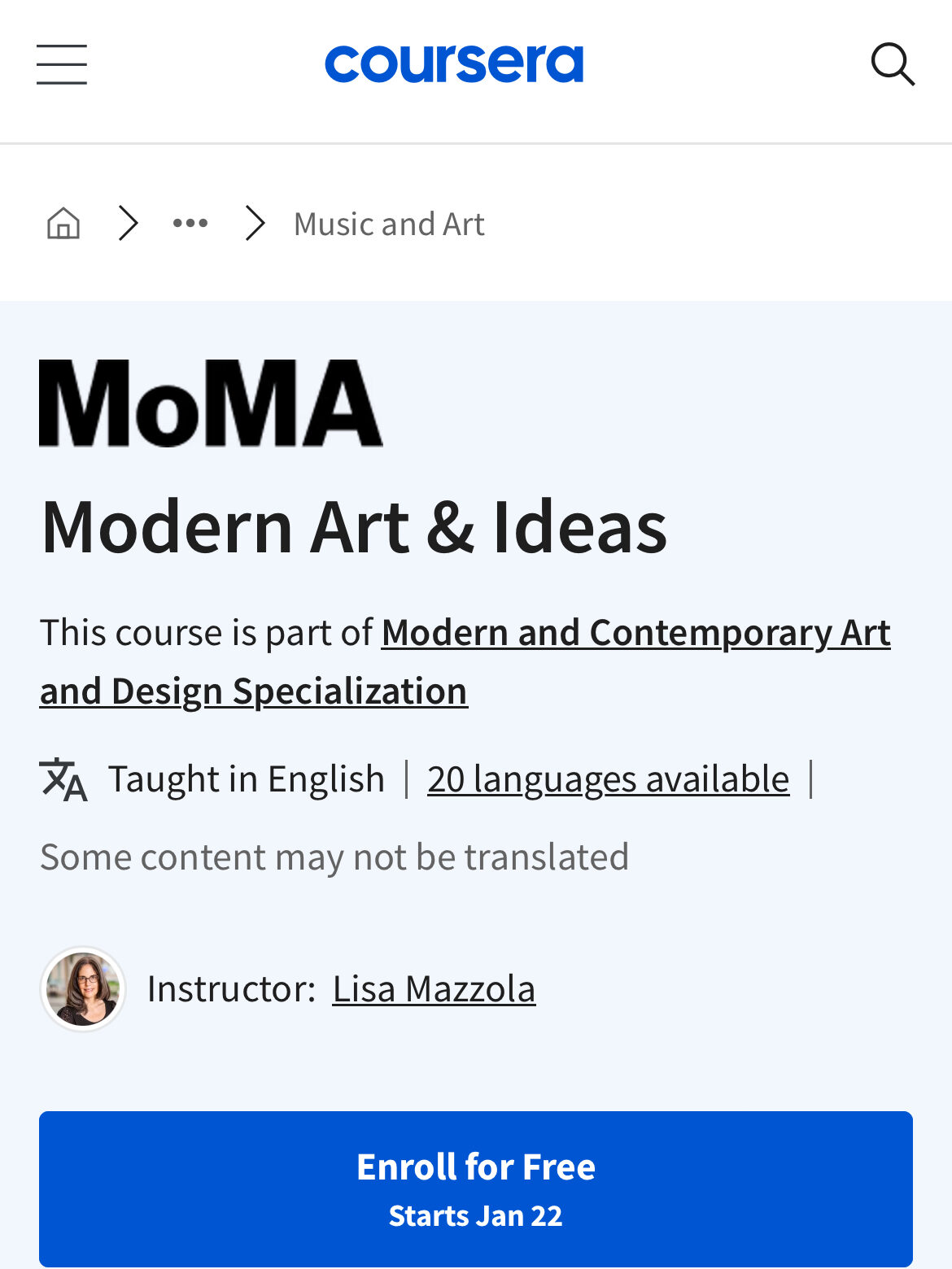 A screenshot of a Coursera course.
