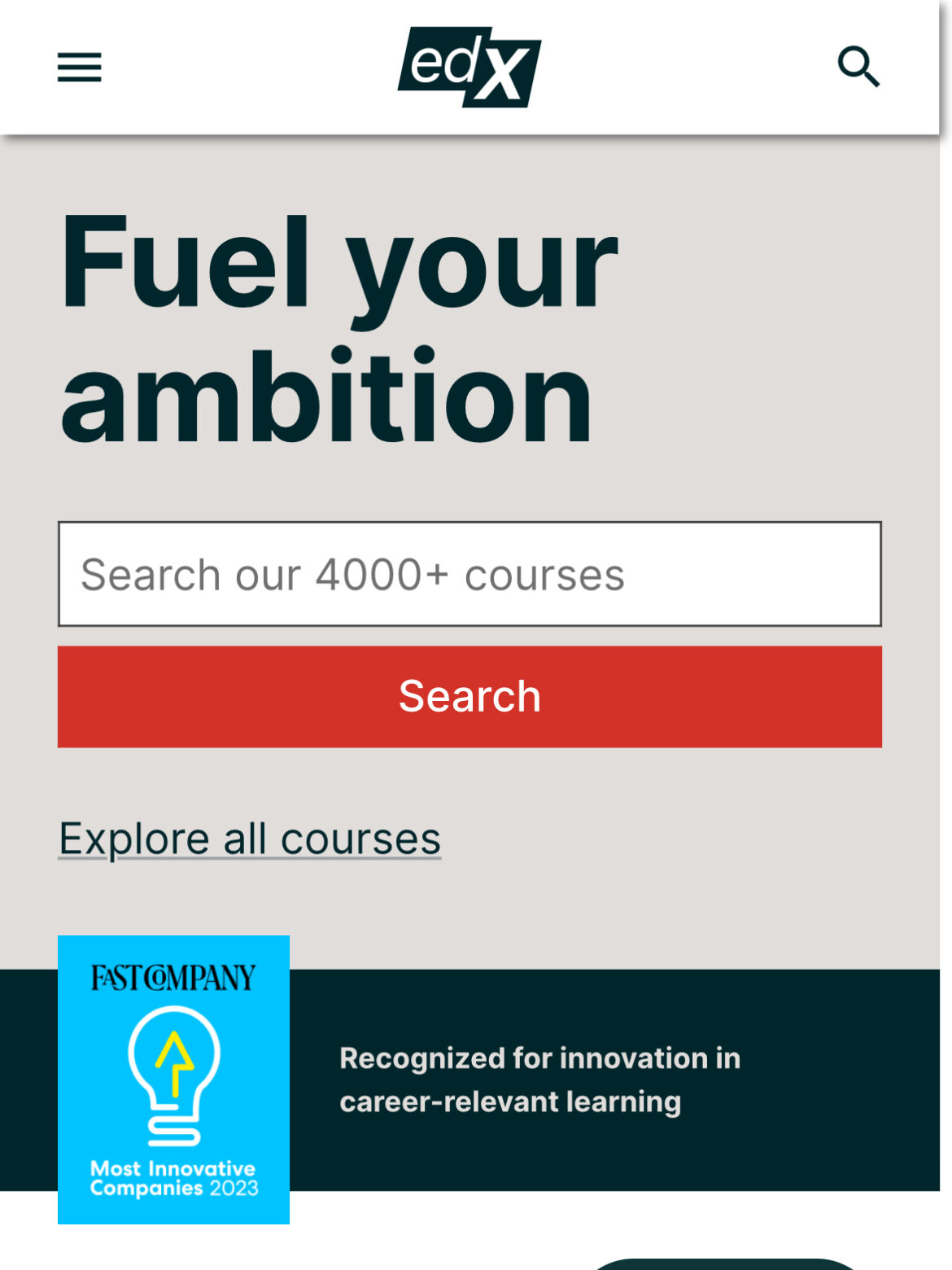 A screenshot of the edX website. 