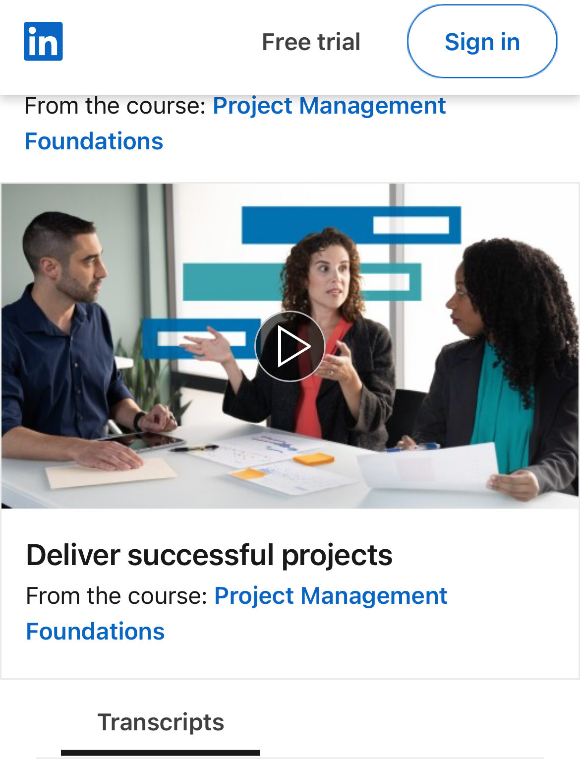 A screenshot of a LinkedIn Learning Course. 