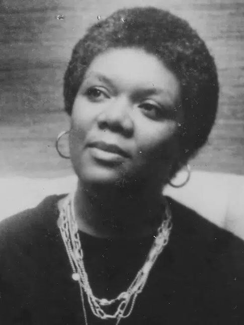 A black and white portrait of Lucille Clifton.