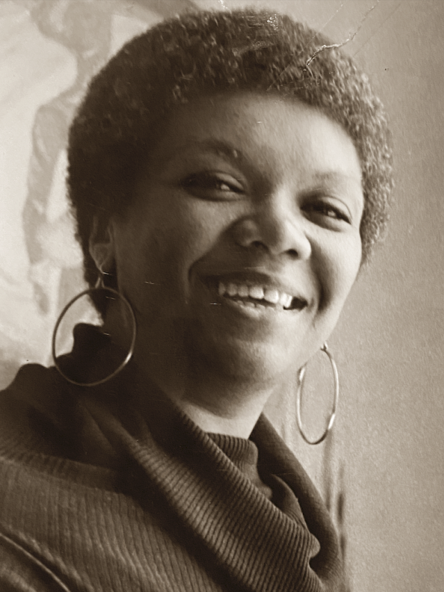 A black and white portrait of Lucille Clifton.