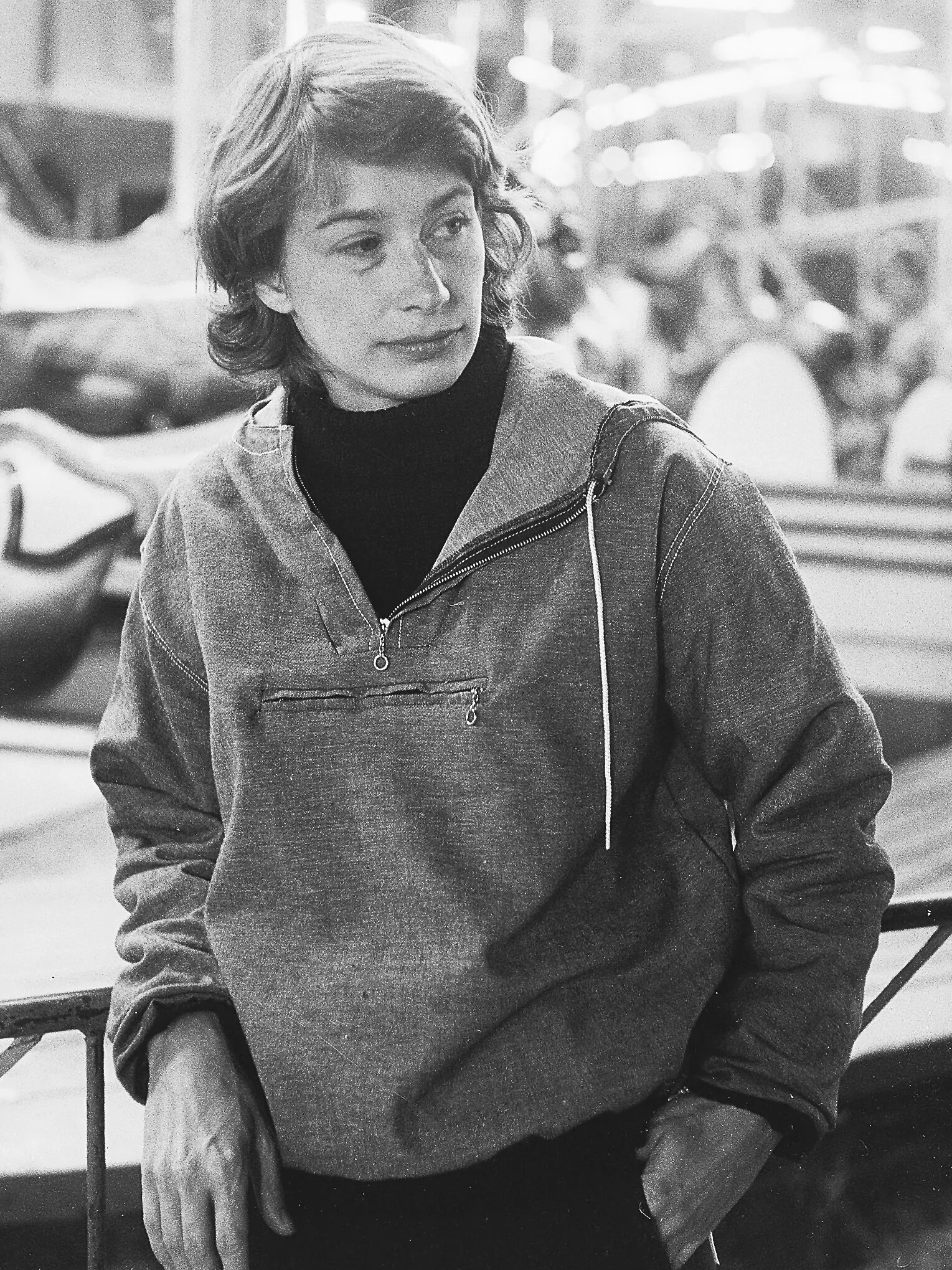 A black and white portrait of Mary Oliver.
