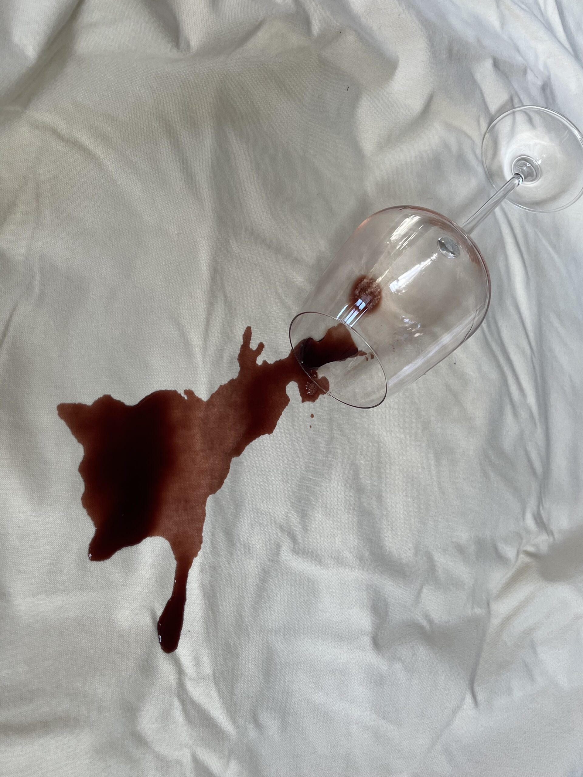 A wine spill on the mattress protector from Naturepedic