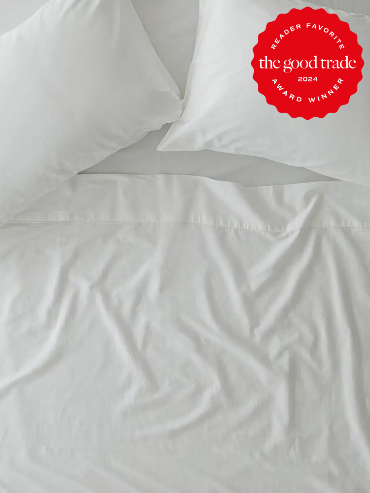 Soft bed sheets from Pact. The TGT 2024 Award Winner Badge is on the right corner of the image. 