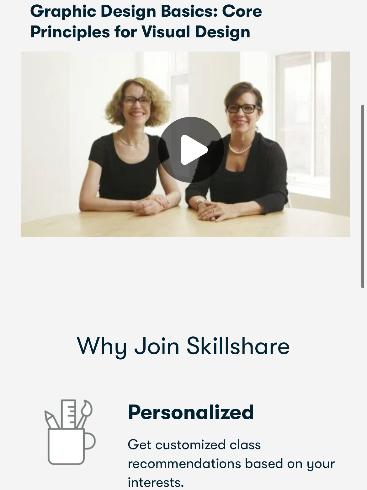 A screenshot of a Skillshare online course. 