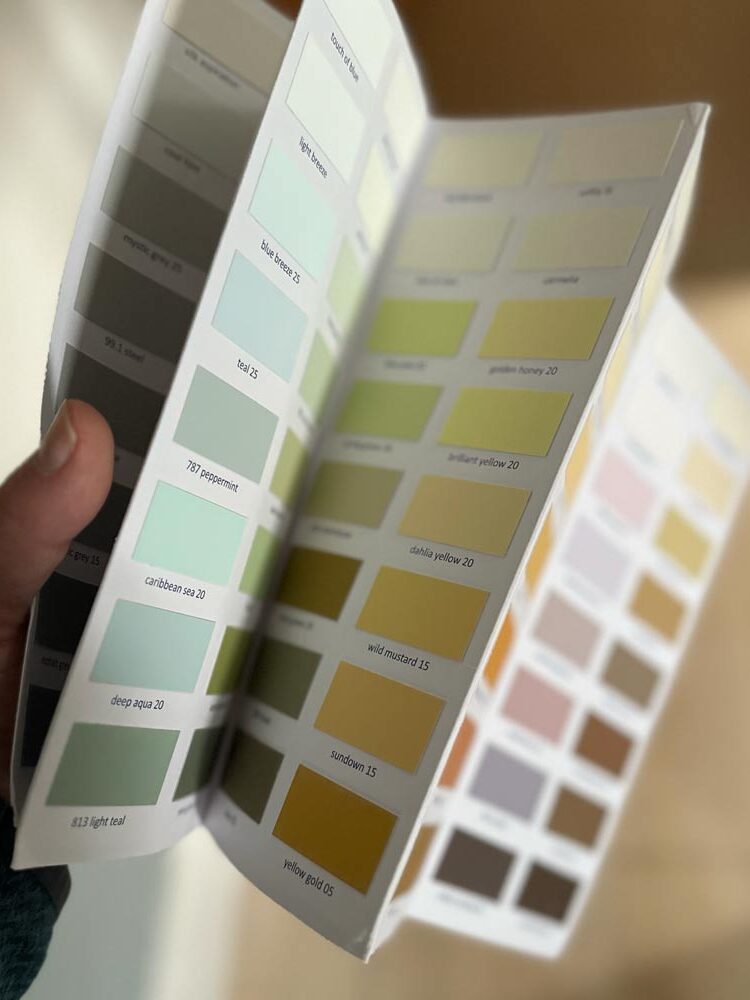 A pamphlet of color samples from The Organic & Natural Paint Co. 