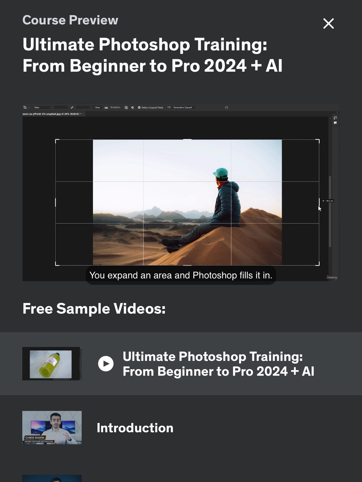 A screenshot of a Udemy course sample.