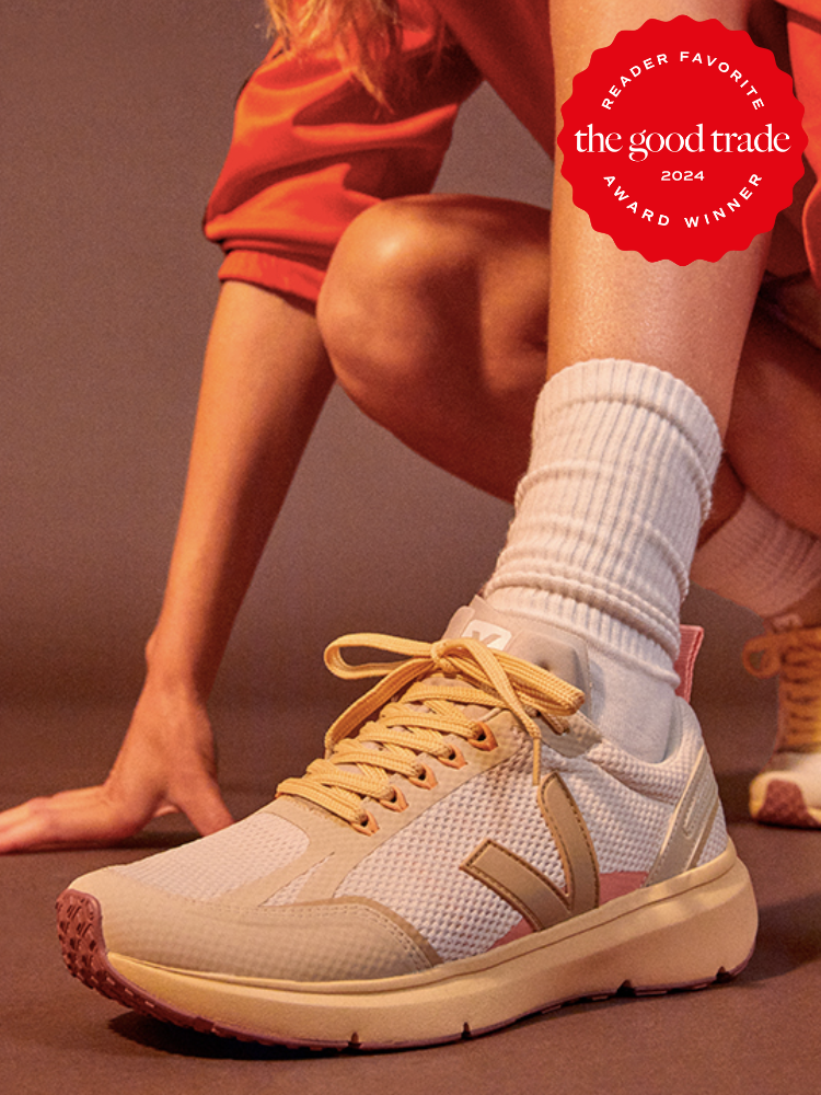 A pair of Veja sneakers. The TGT 2024 Award Winner Badge is on the right corner of the image.