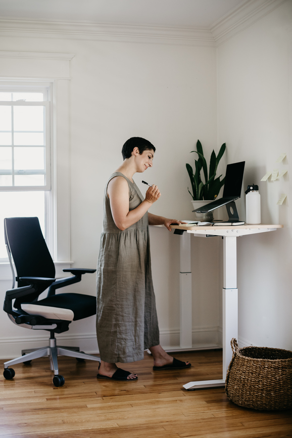 Young woman working in home office