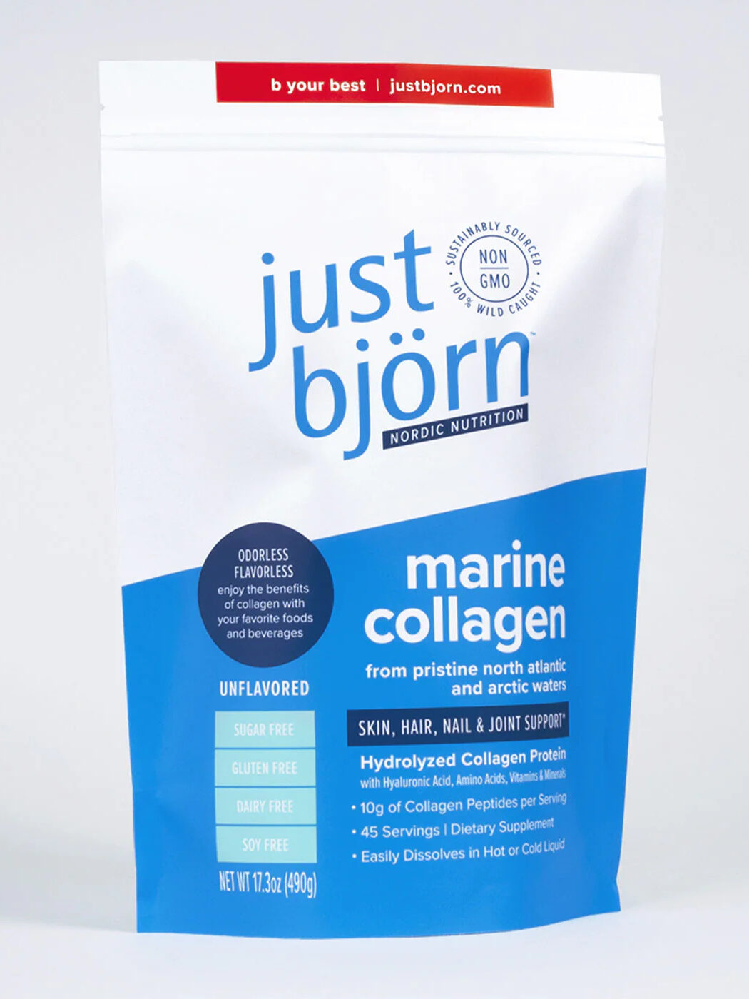 A packet of just björn marine collagen.
