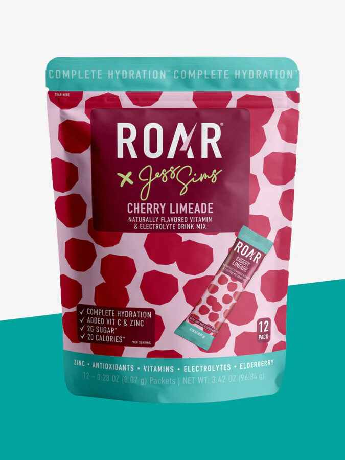 A package of ROAR Cherry Limeade Electrolyte Powder.