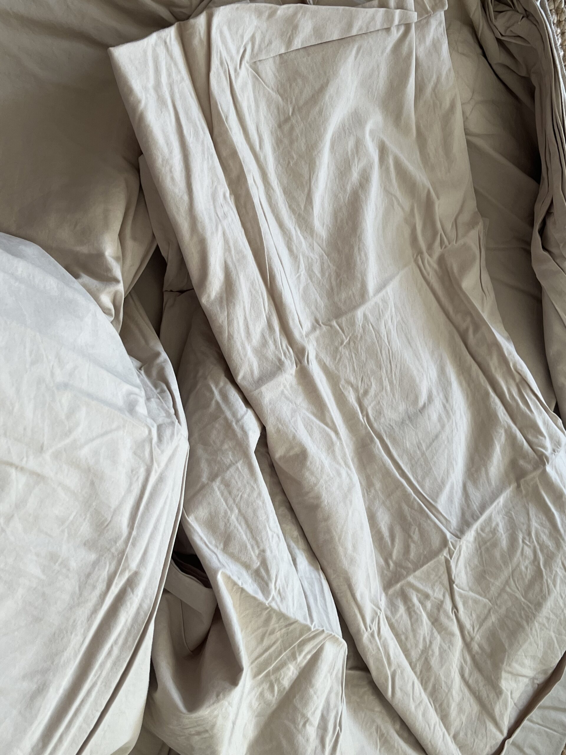 Detail shot of the 100% organic washed duvet set from Under the Canopy. 