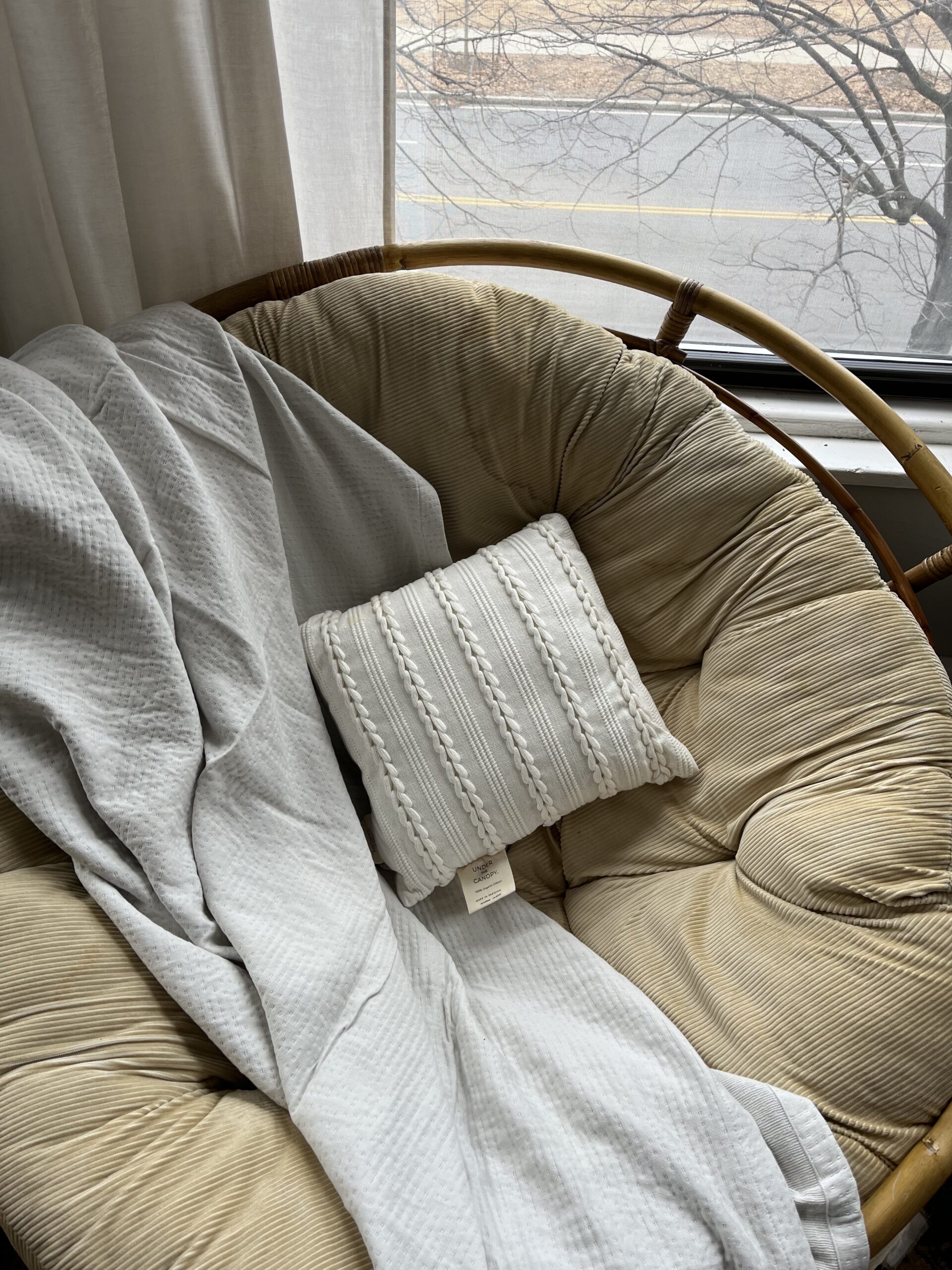 The braided pillow from Under the Canopy in the author's home. 